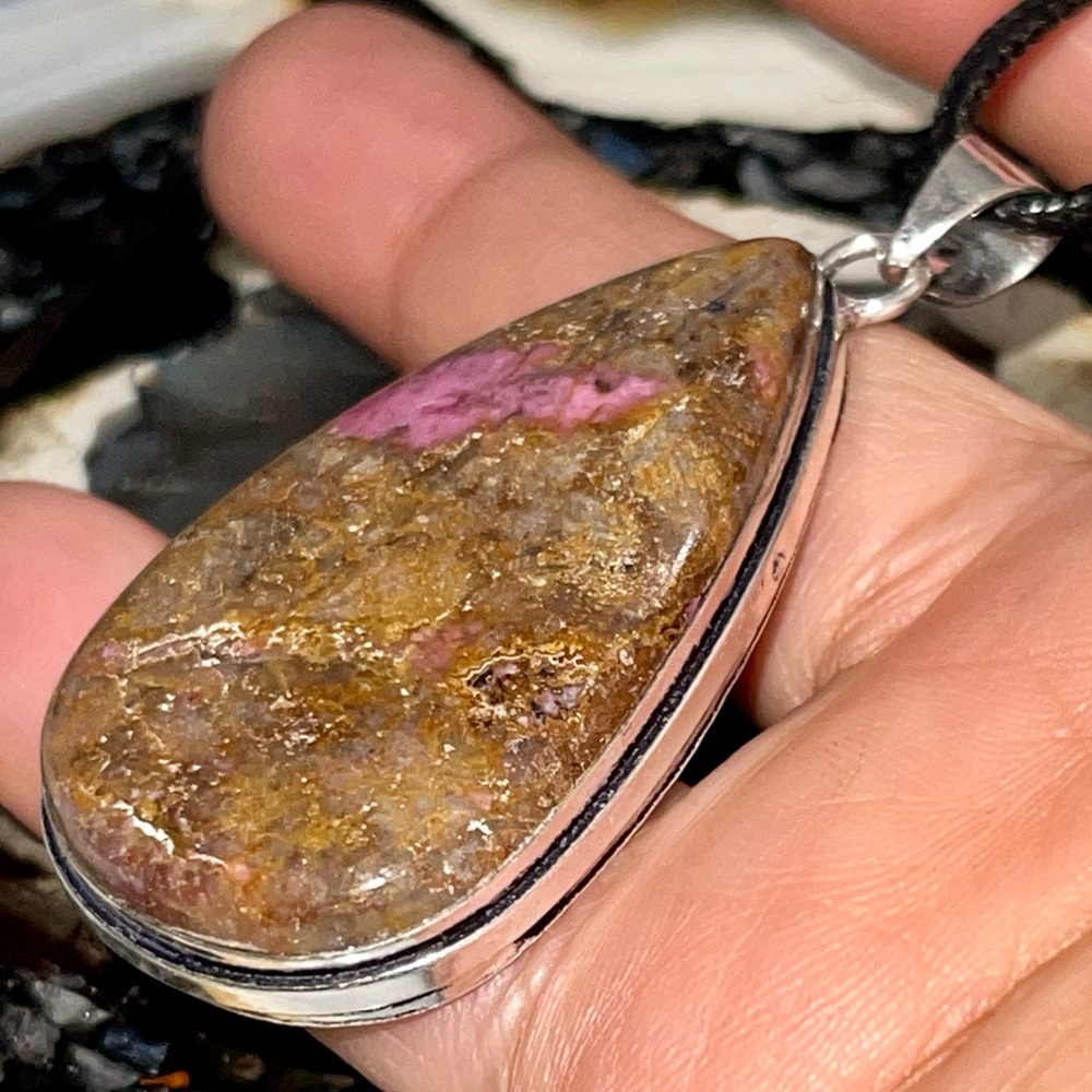 Aphrodite Stone Cobaltoan Calcite Crystal Pendant 21/4”